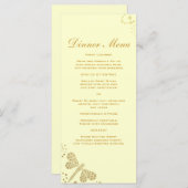 Elegant Ivoor & Gold Dragonfly Slim Dinner Menu (Voorkant / Achterkant)