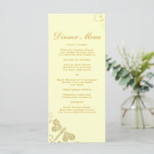 Elegant Ivoor & Gold Dragonfly Slim Dinner Menu (Staand voorkant)