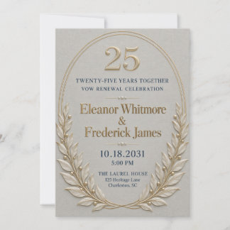 Elegant Ivoor Goud 25e Jubileum Huwelijksbelofte V Kaart