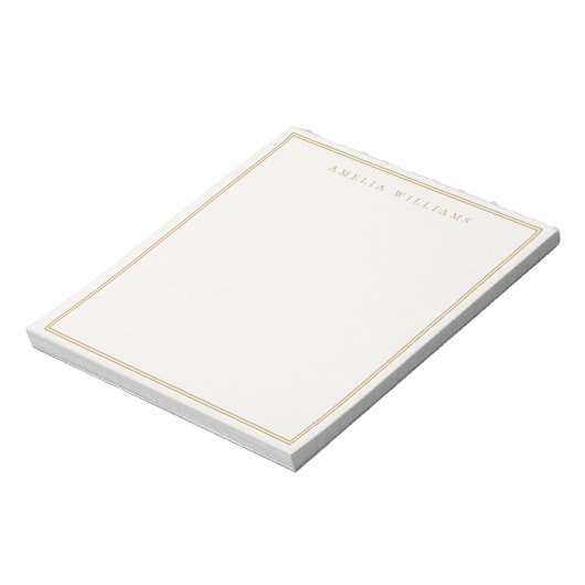 Elegant ivoor goud minimalistische monogram naam notitieblok (Gedraaid)
