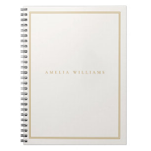 Elegant ivoor goud minimalistische monogram naam notitieboek