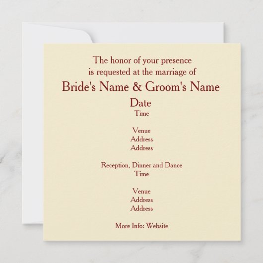 Elegant Ivoor met uitnodiging tot weddenschap met  (Achterkant)