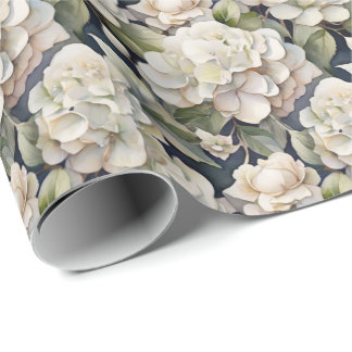 Elegant ivoor roze groen navy waterverf floral cadeaupapier