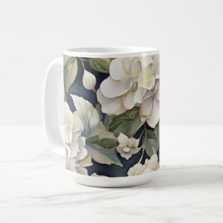 Elegant ivoor roze groen navy waterverf floral koffiemok