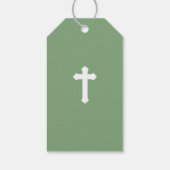 Elegant Ivoor Rozen Cross First Holy Communion Cadeaulabel (Achterkant)