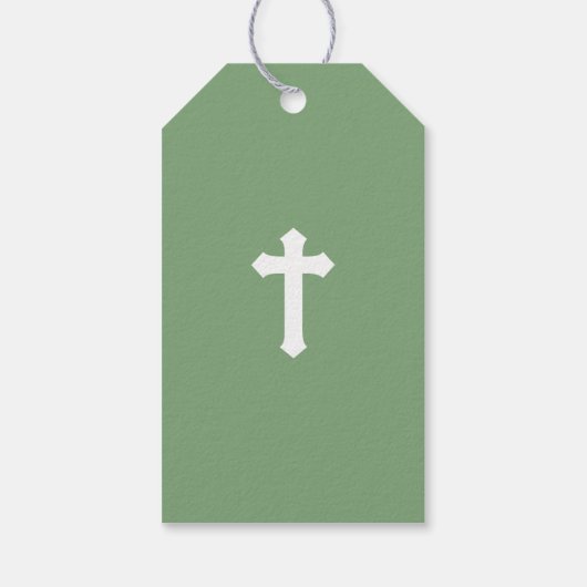 Elegant Ivoor Rozen Cross First Holy Communion Cadeaulabel (Achterkant)