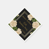Elegant Ivoor Rozen & Gouden Glitter 25e Verjaarda Servet (Hoek)