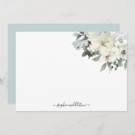 Elegant Ivoor Sage Aquarel Bloemen Notitiekaartje
