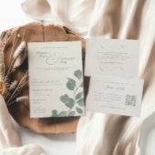 Elegant ivoor & salie Herfst Botanische bruiloft Kaart