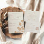 Elegant Ivoor & Terracotta Herfst Botanische bruil Kaart