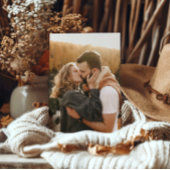 Elegant Ivoor & Terracotta Herfst Fotobruiloft Kaart