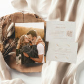 Elegant Ivoor & Terracotta Herfst Fotobruiloft Kaart