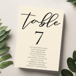 Elegant Ivoor Trouwtafel Nummer met Namen Kaart