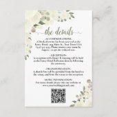 Elegant Ivoor Wit Bloemen Bruiloft Details QR Code Informatiekaartje (Voorkant)