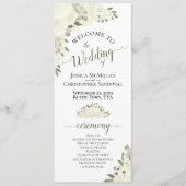 Elegant Ivoor Wit Boho Waterverf Bloemen Bruiloft Programma (Voorkant)