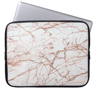 Elegant ivoor, wit faux roos goud glitter marmer laptop sleeve