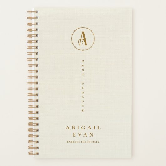 Elegant ivoor wit glitter goud wekelijks niet geda planner (Voorkant)