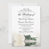 Elegant Ivoor Wit Rose Formele Bruiloft Kaart (Voorkant)