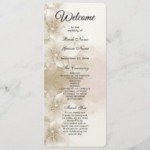 Elegant Ivoor Witte Bloemen Huwelijksprogramma Programma