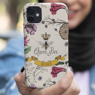 Elegant Ivoor, Zwart & Goud Queen Bee & Crown iPhone 11 Hoesje