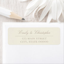 Elegant Ivoren Huwelijks Retouradres Label