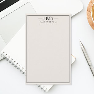 Elegant Ivoren Minimalistische Driedelige Monogram Briefpapier