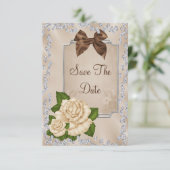 Elegant ivoren Rozen & Bows 60th Save the Date (Staand voorkant)