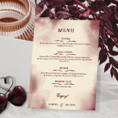 Elegant Ivory and Burgundy Retro Wedding Simple Menu