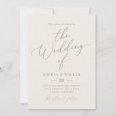 Elegant Ivory and Gold Calligraphy Wedding Kaart (Voorkant)