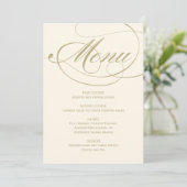 Elegant Ivory and Gold Calligraphy Wedding Menu (Staand voorkant)