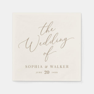 Elegant Ivory and Gold Calligraphy Wedding Servet