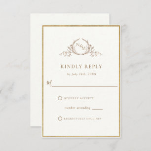 Elegant Ivory and Gold Monogram Wedding RSVP