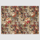 Elegant Ivory and Red Victorian Christmas Collage Tissuepapier (Voorkant)