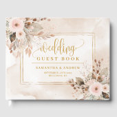 Elegant Ivory Beige Gold Boho Wedding Guest Book Gastenboek (Voorkant)