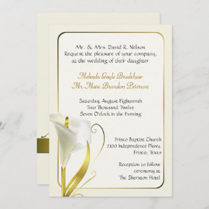 Elegant Ivory Calla Lily Wedding Uitnodiging