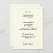 Elegant Ivory Classic Wedding Reception Kaart (Voorkant / Achterkant)