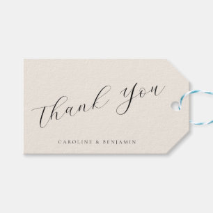 Elegant Ivory Cream Calligraphy Weddenschap Hartel Cadeaulabel