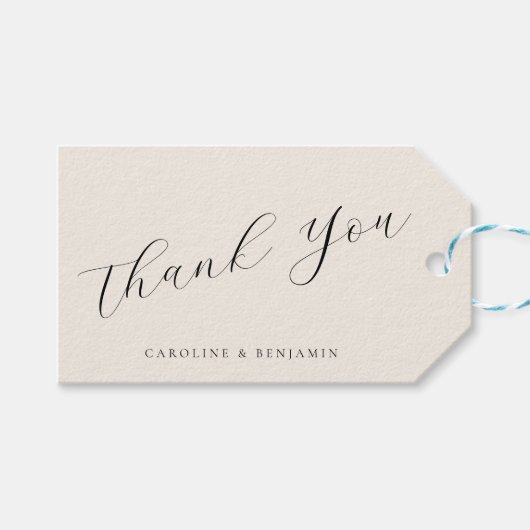 Elegant Ivory Cream Calligraphy Weddenschap Hartel Cadeaulabel (Voorkant (Horizontaal))