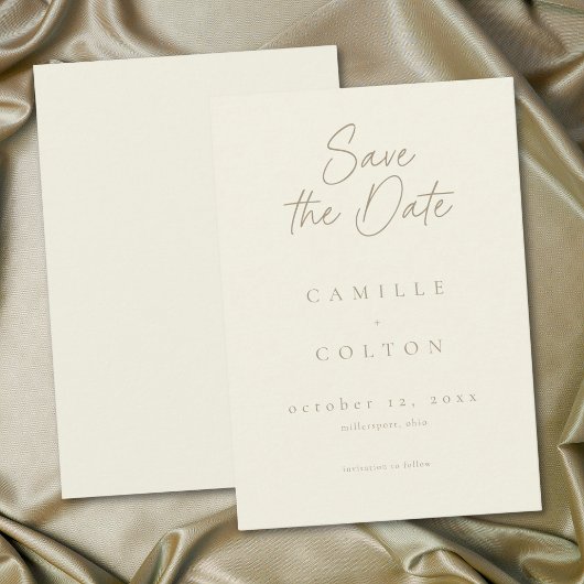 Elegant Ivory Cream Minimalist Wedding Save The Date