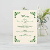Elegant Ivory & Emerald Floral Wedding Menu (Debout devant)