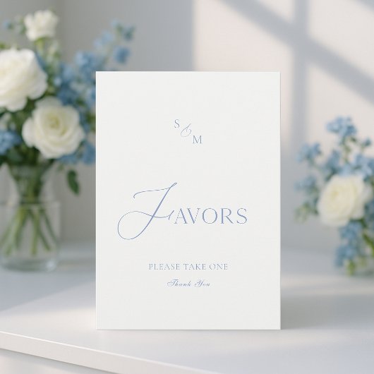 Elegant ivory “Favors” sign  Kaart