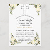 Elegant Ivory Floral Briefkaart eerste Heilige Com (Voorkant)