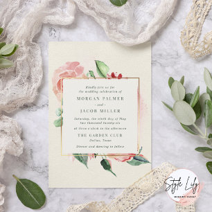 Elegant Ivory Garden Floral Wedding Kaart
