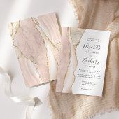 Elegant Ivory Gold Agate Wedding Kaart