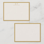 Elegant Ivory Gold Border Monogram Notitiekaartje (Voorkant / Achterkant)