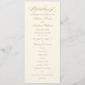 Elegant Ivory Gold Calligraphy Wedding Ceremony Programma (Voorkant)