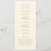Elegant Ivory Gold Calligraphy Wedding Ceremony Programma (Achterkant)