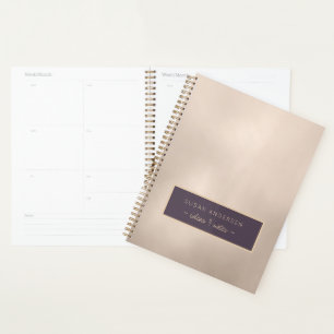 Elegant Ivory Gold Foil Name and Text Personalized Planner