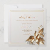Elegant Ivory Gold Wedding Invitation Kaart (Achterkant)