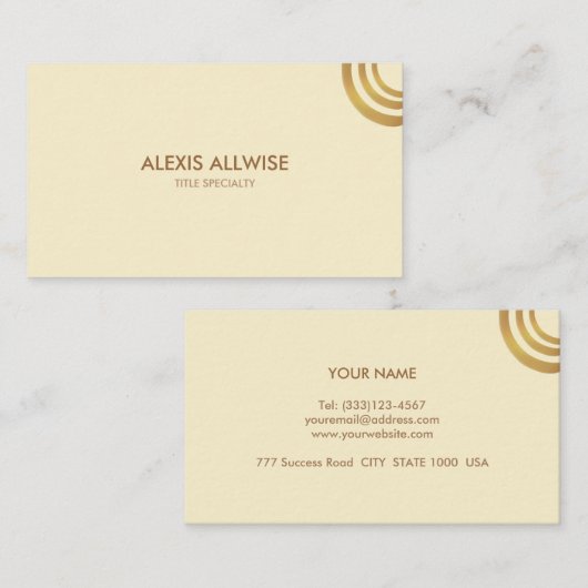 Elegant Ivory & Golden Brown Metallic look Design Visitekaartje (Voorkant / Achterkant)